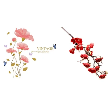 

Natural Flower Sticker Large Size Wall Sticker Wall Paper with 1Pcs 60 cm Long Lifelike Plum Blossom Flower