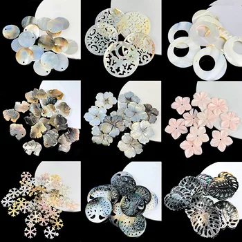 

Natural Mother of Pearl Abalon Shell Charm Pendant For Jewelry Making Earring Necklace Freshwater White Round shell beads