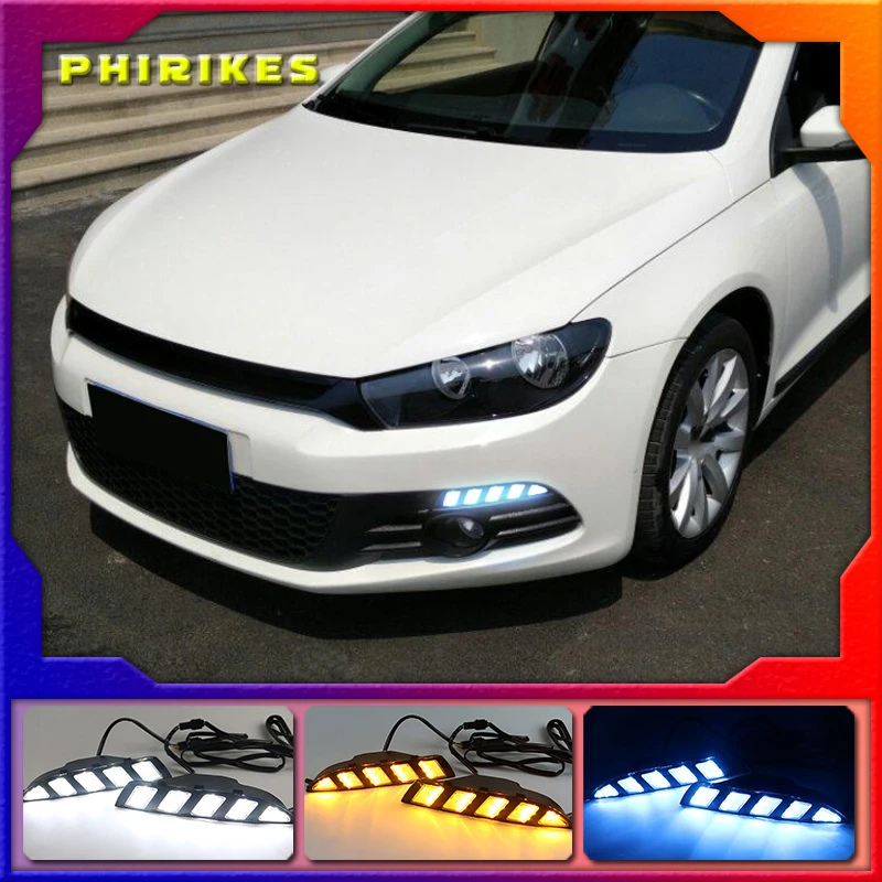 

For Volkswagen Scirocco 2011 2012 2013 2014 2015 Yellow Turn Signal style Relay Waterproof 12V Car LED DRL Daytime Running Light