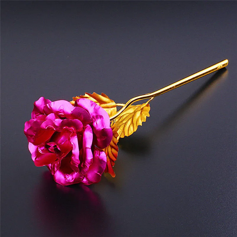 Rose Flower 24K Gold Plated Golden Valentine's Day Wedding Birthday Gifts Girlfriend Gift 6 Color Available For Festival Gifts - Цвет: As photo shows