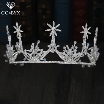 

CC Princess Crown Headband Rhinestone Tiaras And Crowns Wedding Hair Accessories For Women Bridal Party Gift Star Shape XY417