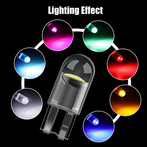 차량용 LED 전구 WY5W 168 194 돔 조명 웨지 주차 번호판 램프 자동 12V, 흰색 빨간색 노란색 파란색, T10 W5W, 10 개 5