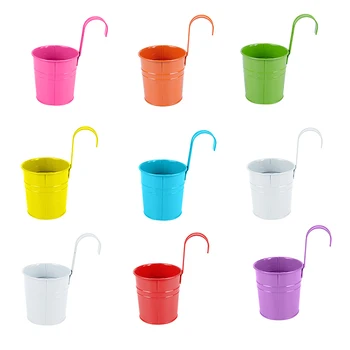 

Flower Pot, Hanging Flower Pots, Garden Pot Balcony Planters Metal Bucket Flower Holders