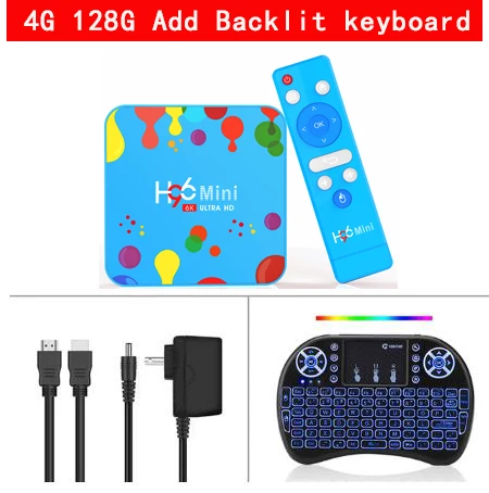 Новинка! H96 Мини Android 9,0 Smart tv Box Allwinner H6 Четырехъядерный 4G 128G 6K H.265 5,8 Wifi HD BT Google плеер Youtube медиаплеер - Цвет: 4G 128G Add keyboard