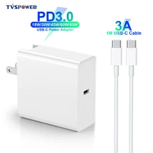65 Вт 60 Вт 45 Вт 30 Вт USB-C адаптер питания и 3а кабель PD/QC3.0 зарядное устройство для MacBook Xiaomi huawei iPhone/iPad Pro s9/10 с C-C кабелем