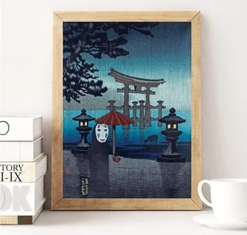 

No Face Spirited Away Movie Poster Canvas Art Print Wall Pictures for Living Room No Frame