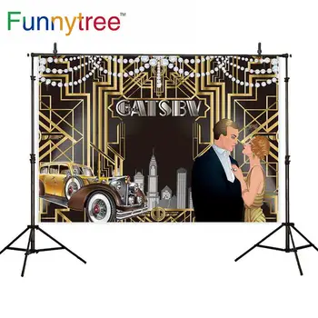 

Funnytree background for photo studio great Gatsby shiny diamond party cars birthday photocall photophone decor studio photozone