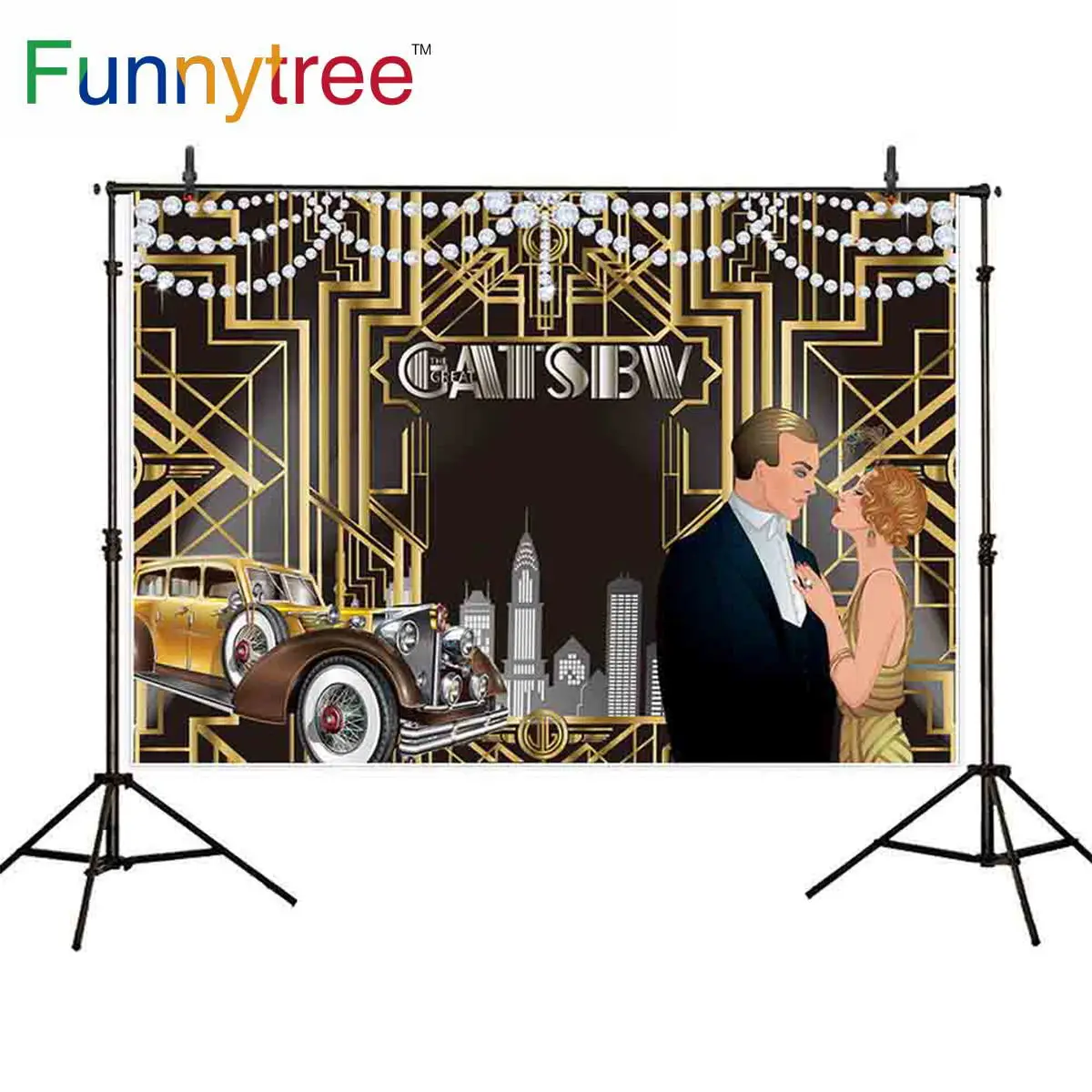 Фон Funnytree для фотостудии большой Гэтсби Блестящий Алмазный фон вечерние НКИ