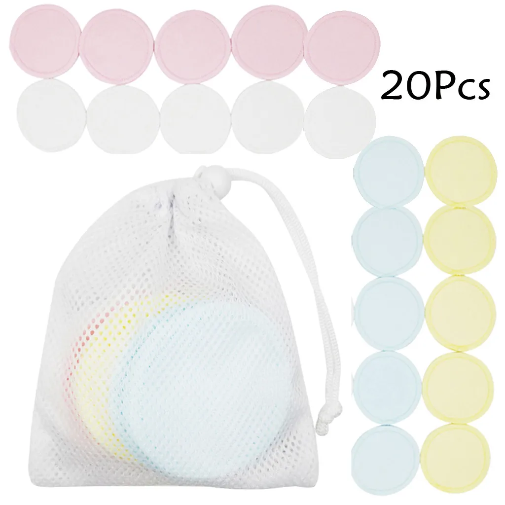 16/20 шт моющиеся ватные диски мягкое средство для снятия макияжа для лица многоразовые салфетки для лица очищающий макияж с сумкой# Zer