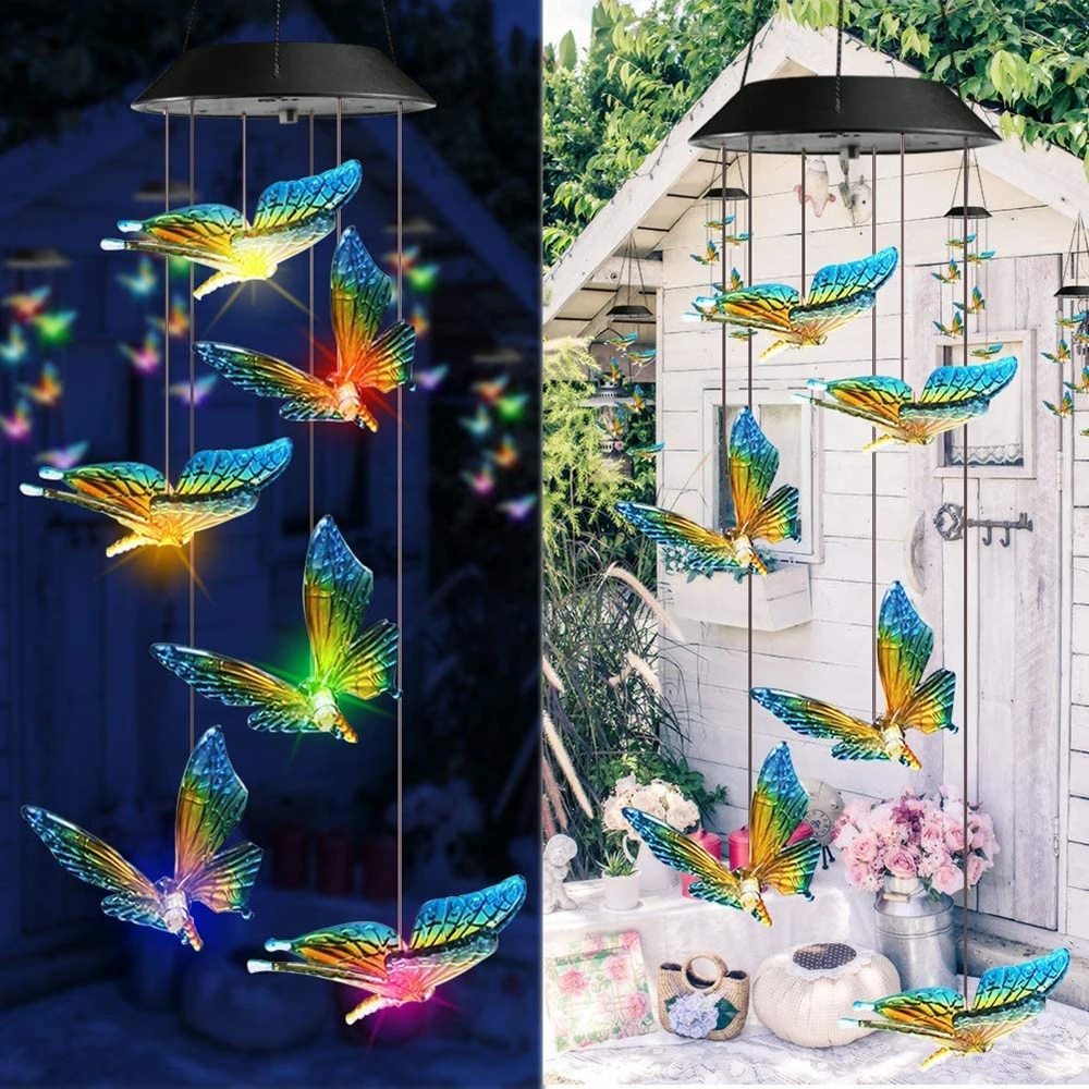 solar garden lanterns LED Solar Power Wind Chime for home decoration and gifts Waterproof  Christmas Windbell Light garden balcony outdoor Xmas Decor solar wall lights