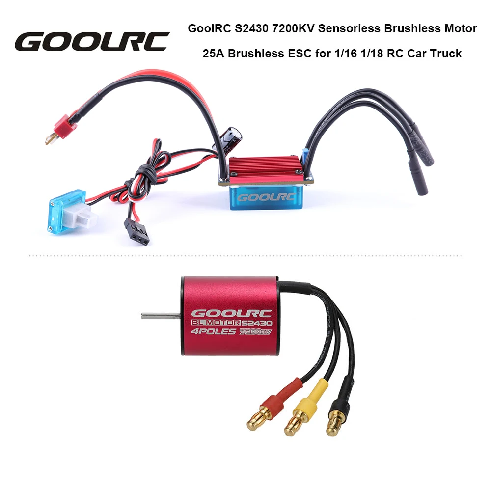 

Original GoolRC S2430 7200KV Sensorless Brushless Motor and 25A Brushless ESC Combo Set for 1/16 1/18 RC Car Truck
