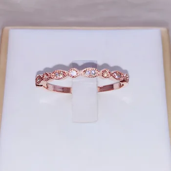 

Vintage Art Deco Solid Rose Gold Zircon Engagement Wedding Ring Jewelry Engagement Ring Female Best Gift 925 sterling silver