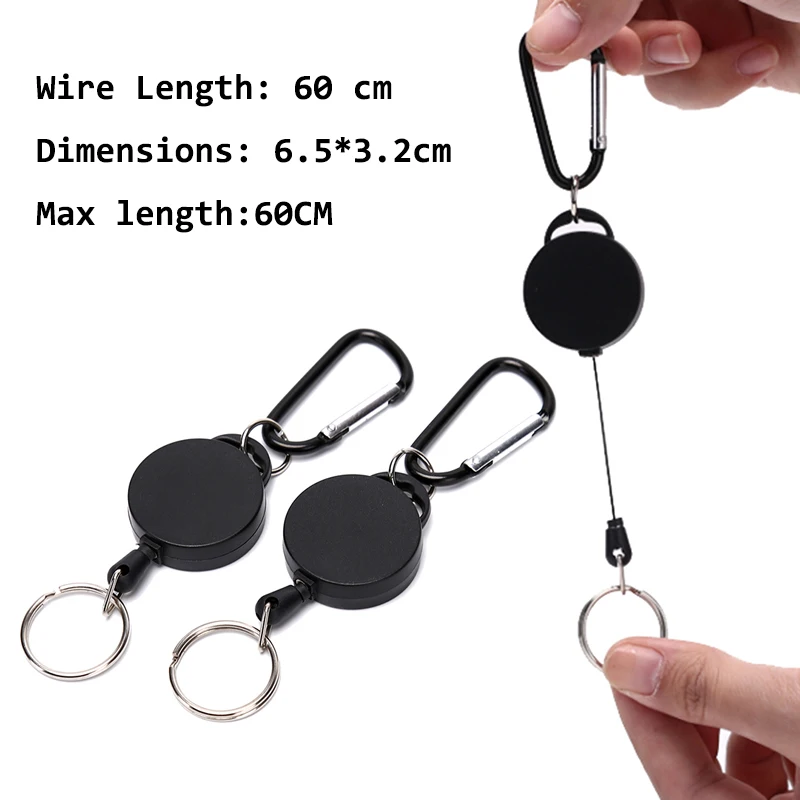 Resilience Wire Rope Elastic Keychain Recoil Sporty Retractable Key Ring Anti Lost Yoyo Ski Pass ID Card 1pc silicone bluetooth earphone cable rope anti lost strap for airpods 3 4 5 earphones strap cord holder earhook accessories