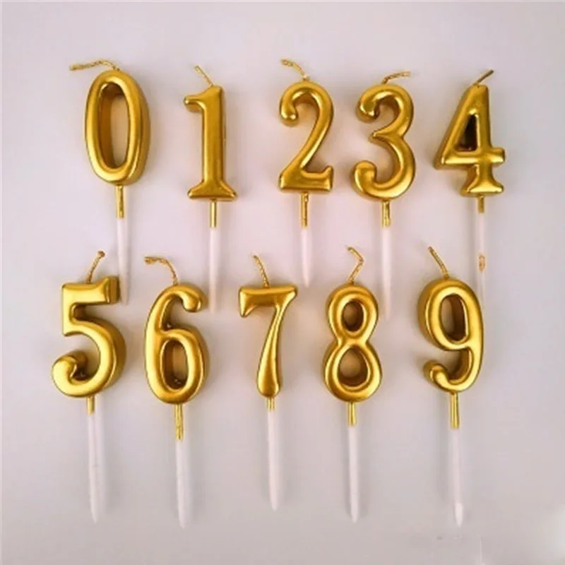 

Birthday Candle Gold Number Cake Candles Numeral Cake Top Decoration Birthday Anniversary Celebration Party Supplies Number 0-9
