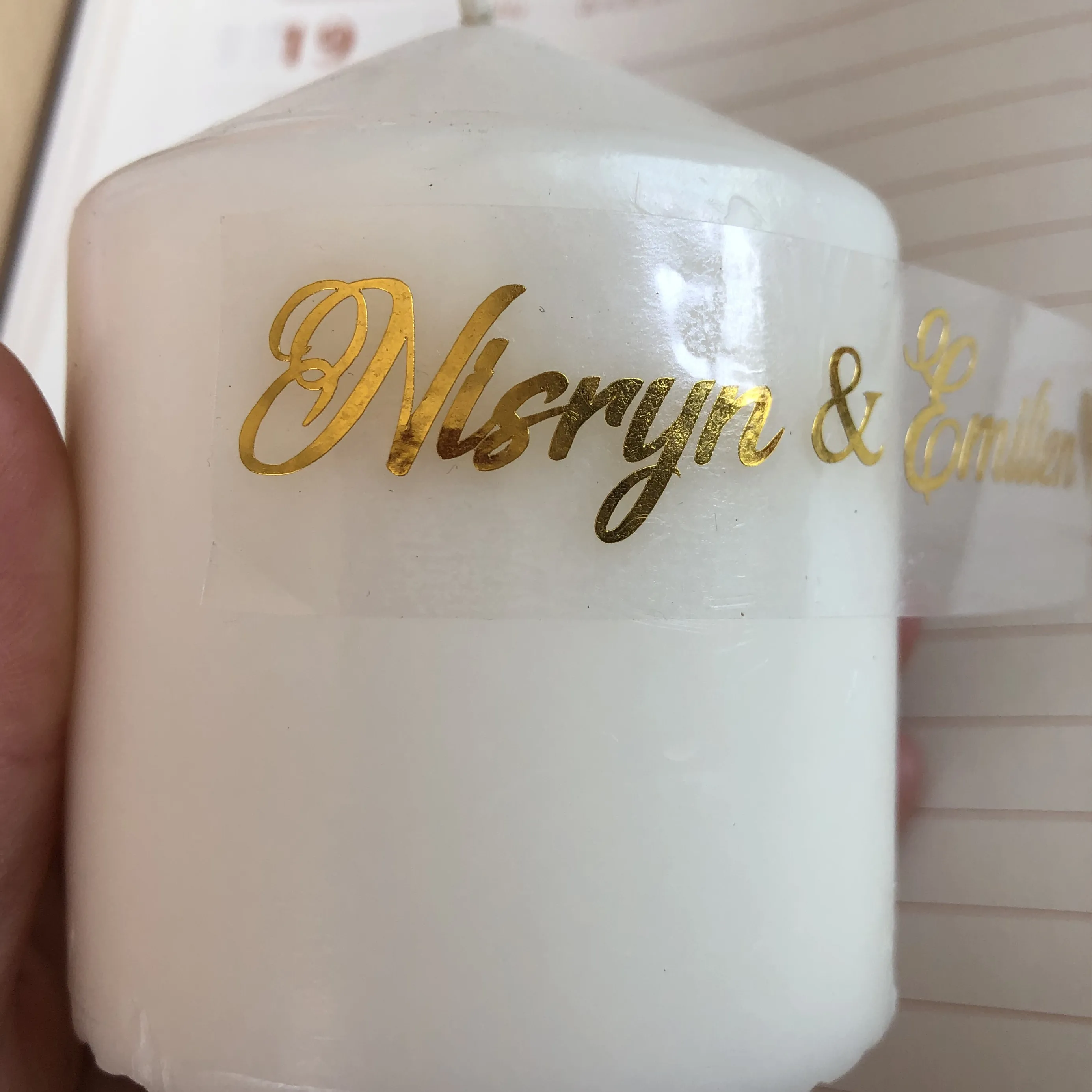 Personalized candle stickers vinyl name decals gold candles intitials letters sticker ( candle not included)