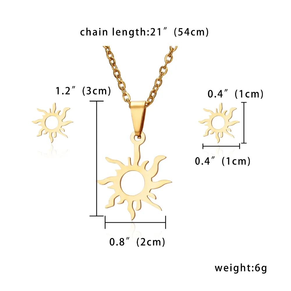 Набор украшений из нержавеющей стали, ожерелье с сердцем от солнца для женщин, элегантное ожерелье в виде сердца, колье, ожерелье s