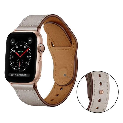 light gray Из натуральной кожи петлевой ремешок для apple watch band 42/38 мм apple watch 4 44/40 мм браслет correa для iwatch серии 3/2/1 - Цвет ремешка: light gray
