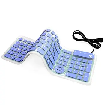 

English Layout 107 Keys Silent Silicone Foldable Keyboard Waterproof Usb Wired Portable Keyboard For Tablet Pc Windows(Blue)