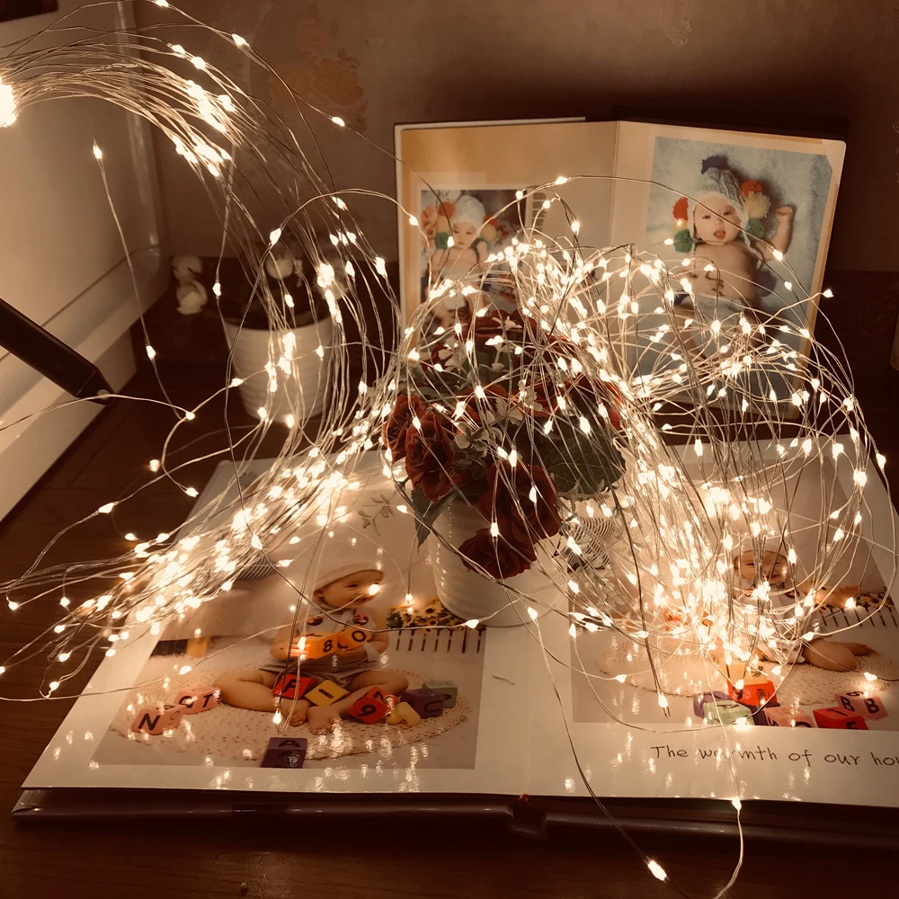 600 светодиодный s огни в виде лозы медная проволока ветка огни Светодиодный Сказочный струнный свет подключаемый адаптер кафе Рождественская Свадебная вечеринка украшение