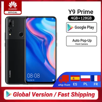 Перейти на Алиэкспресс и купить Глобальная версия huawei Y9 Prime 2019 смартфон AI Тройная задняя камера s Авто всплывающая фронтальная камера 6,59 “4 Гб 128 Гб мобильный телефон Скидка ...