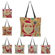 CROWDALE Подарочная сумка на Рождество двухсторонняя Рождественская сумка для женщин льняная Большая вместительная винтажная забавная сумка на плечо