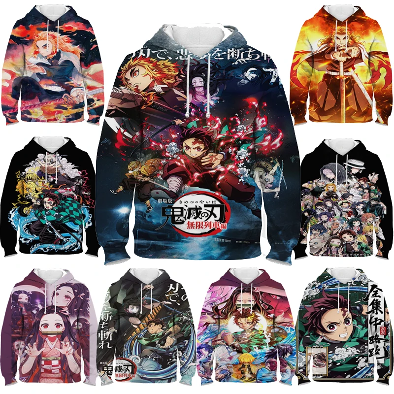 Demon Slayer Kimetsu No Yaiba the Movie Mugen Train Hoodies for Teens Girls Cartoon Anime 3D Print Kids Sweatshirt Autumn Winter disney anime funny print hoodies mens fashion harajuku streetwear autumn warm simple hoodie hip hop casual fleece men sweatshirt