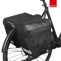 2in1 "Sahoo 142004" große Doppel-Gepäckträger-Taschen-28 Liter-wasserdicht-Regenabdeckung schwarz 1