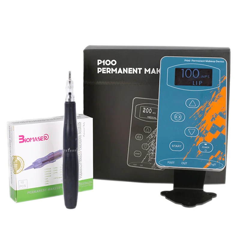 BIOMASER P100LW002BlackPermanent Makeup Ротационная Машина для татуажа бровей, профессиональная ручка для бровей, подводка для глаз, губ, тату, набор