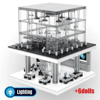 

1116pcs Brand Phone Store Model Building Blocks City Street View LED Light Figures Bricks Classic Phone Kids Toy
