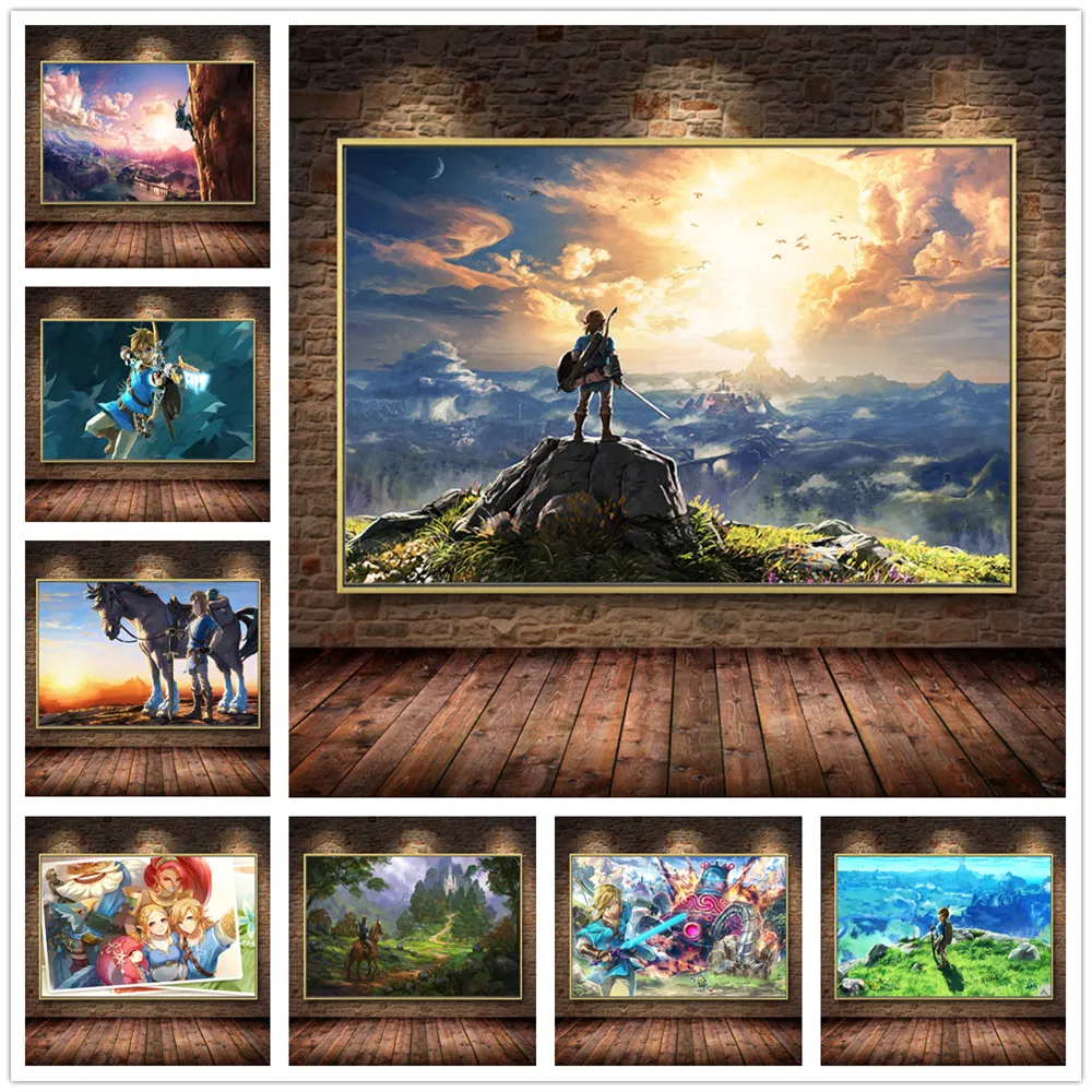 The-Game-Poster-Decoration-Painting-of-The-Legend-of-Zelda-Breath-of-The-Wild-Canvas-Painting