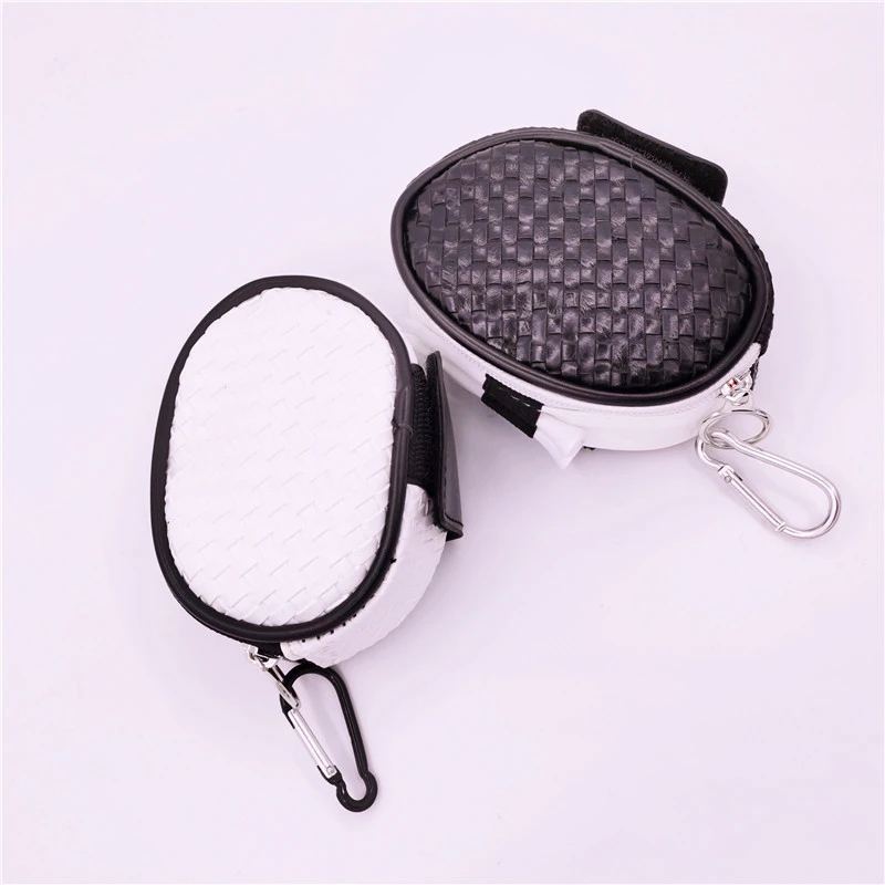 

PU Small Golf Ball Bag Mini Golf Bags With Tee Position Zipper Small Pocket Unisex BLACK WHITE
