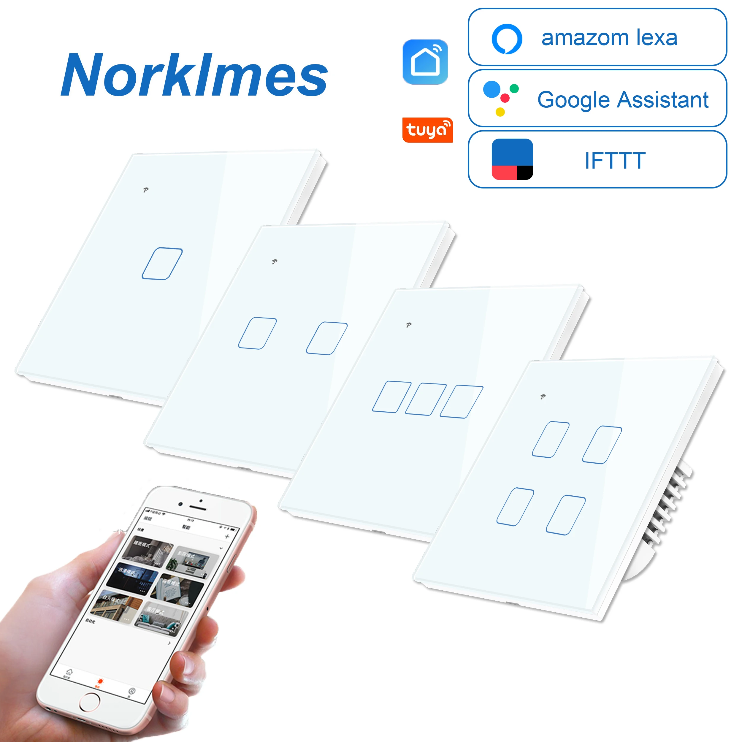  Touch Switch LED light switch Smart Light Wall interruptor 2 way 1/2/3/4 Gang wifi 220v EU UK Stand - 32942779992