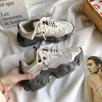 

Woman Comfort Height Increasing Vulcanized Women Sneakers Female Genuine Leather Platform Trainers Shoes Ladies Fashion Footwear