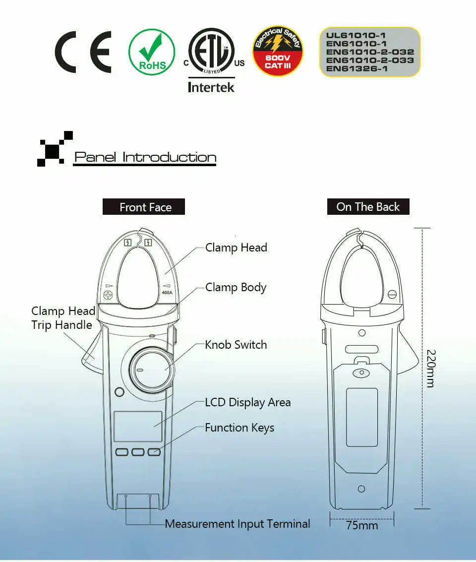 UNI-T UT213A/B/C 400A клещи TRMS AC DC ток напряжение сопротивление емкость температура тестер НТС фонарик Функция