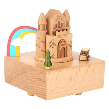 

Retro Wooden Rotating Music Box Creativity Clockwork Household Decorative Crafts Accessories Birthday Children Gift