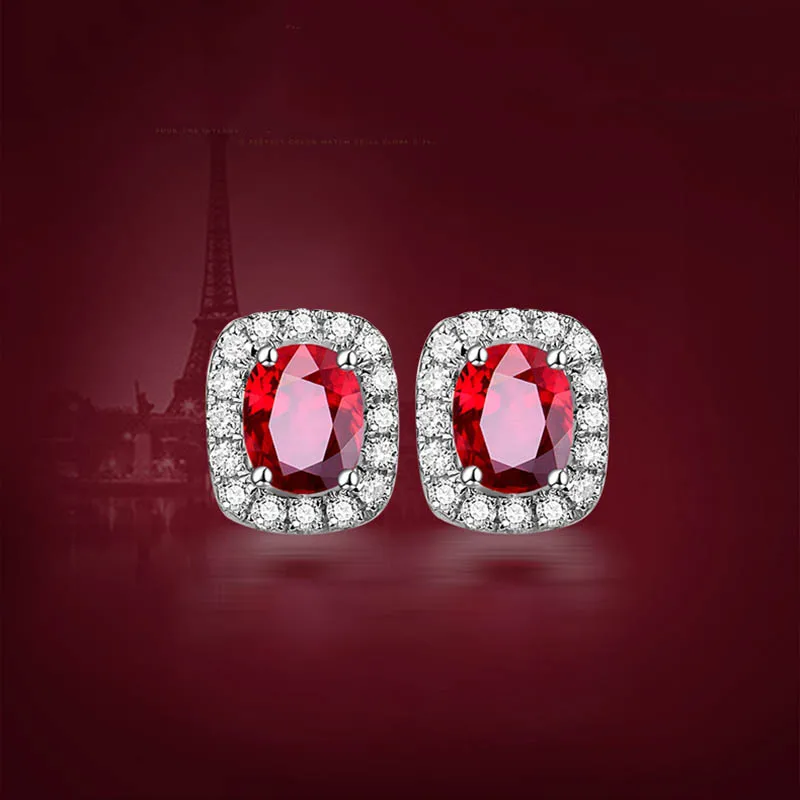 Bague Ringen, модные серьги для женщин, классика, темперамент, серебро 925, ювелирное изделие, Овальный рубиновый Подарок на годовщину