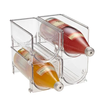 

4Pack Refrigerator Organizer Kitchen Bottle Storage Rack Stackable Wine Holder Bottles Display Shelf Fridge Organizer Rack