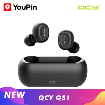 

New YouPin QCY QS1 T1C TWS Earphones Bluetooth V5.0 Headset 3D Stereo Sports Wireless Earbuds with Dual Microphone Charging box