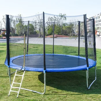 

12 FT Trampoline Set With Enclosure Safety Net Replacement Net Kids Enclosure Grid Trampoline Pad Home Toys Jumping Bed game