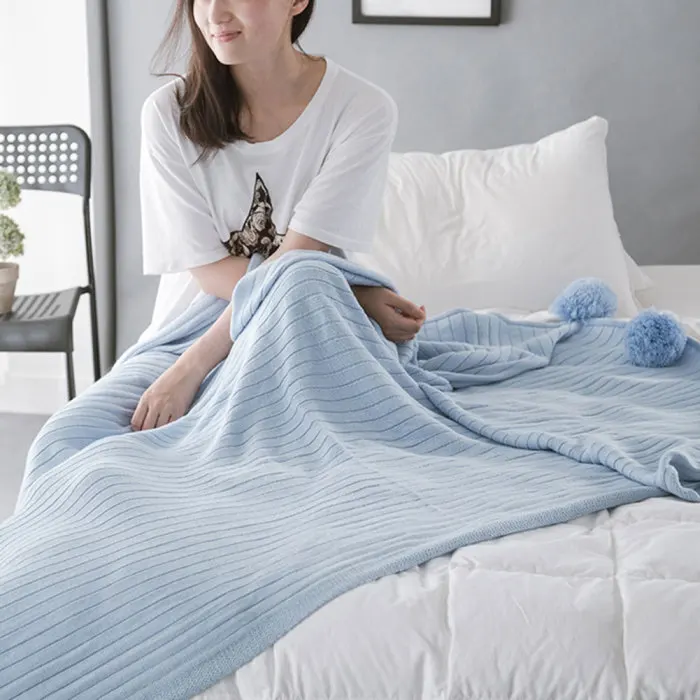 Soft Cotton Blanket Adorable Hair Ball Blanket Home Bedroom Knitted Blankets DEC889