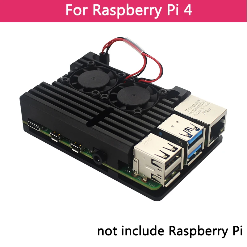 for 4B Black Двойные вентиляторы Raspberry Pi 4 модели B/3B+/3B 4 цвета Алюминий металлический чехол с супер два охлаждающим вентилятором+ радиаторы для Raspberry Pi 4/3 - Цвет: for 4B Black