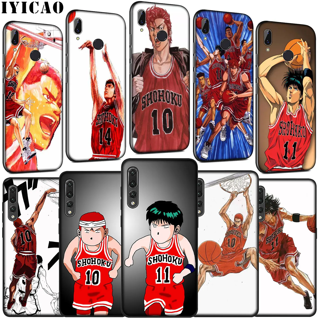 

IYICAO Slam Dunk Anime Soft Silicone Cover Case for Huawei P30 P20 Pro P10 P9 Lite Mini 2017 2016 P Smart Z Plus 2019