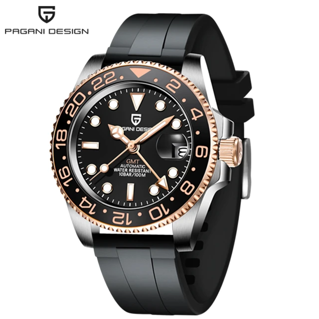 2021 New PAGANI DESIGN Men's GMT Watch Luxury Sapphire Ceramic Bezel Automatic Mechanical Watch Stainless Steel Waterproof Clock 