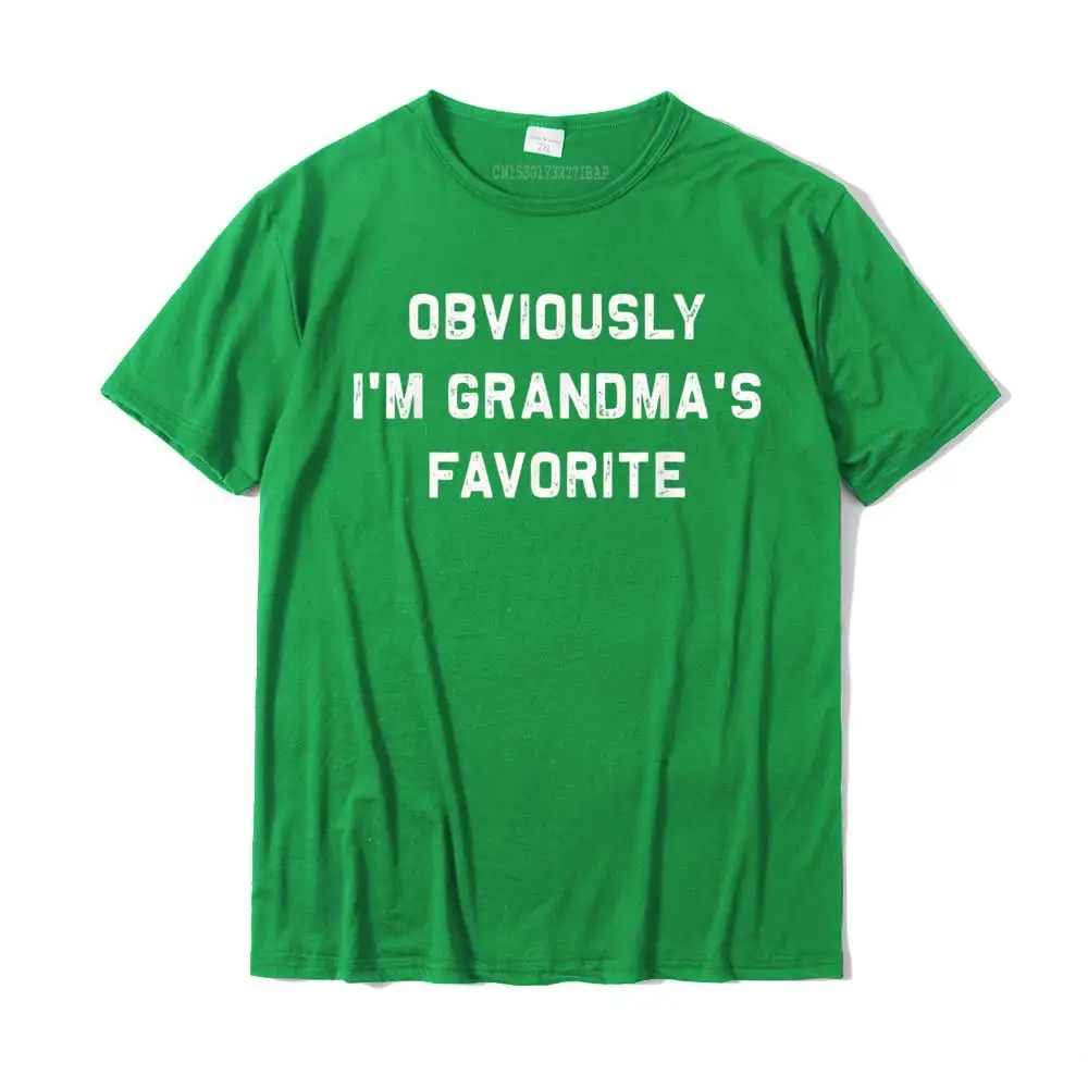 Oversized Student T-Shirt Crazy Custom Tops & Tees 100% Cotton Short Sleeve Cool Tops Shirts Crew Neck Top Quality Obviously I'm Grandma's Favorite   Funny favorite child gift T-Shirt__25750 green