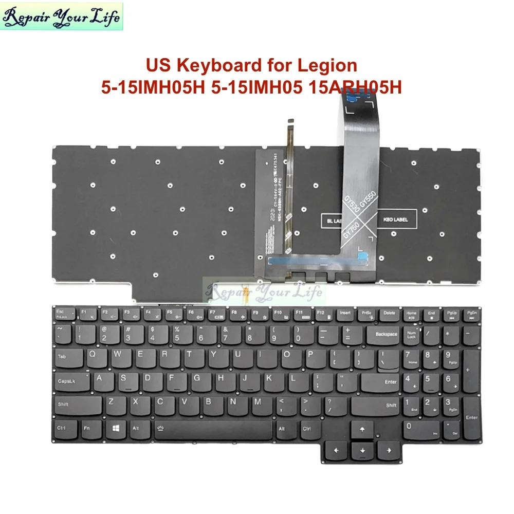 Kit de Teclado Iluminado para Notebook com Iluminação de Fundo para Lenovo Pavillon 515imh05 15arh05h 15arh05 82b