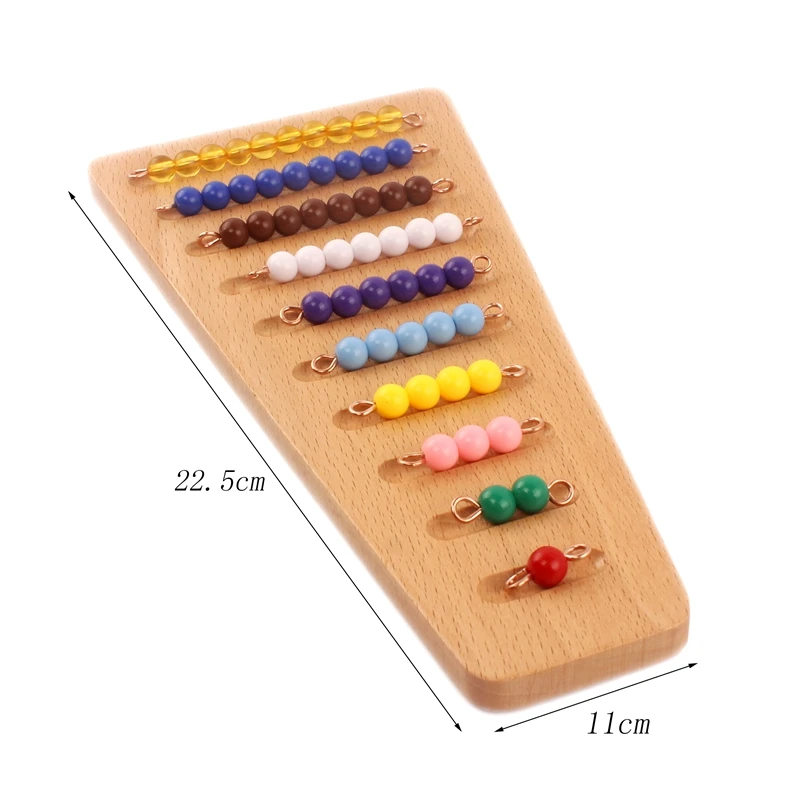 Montessori Wood Bead Toy Colored Bead Stairs with Tray 1-10 Beads Math Early Childhood Education Preschool Training Learning Toy 6