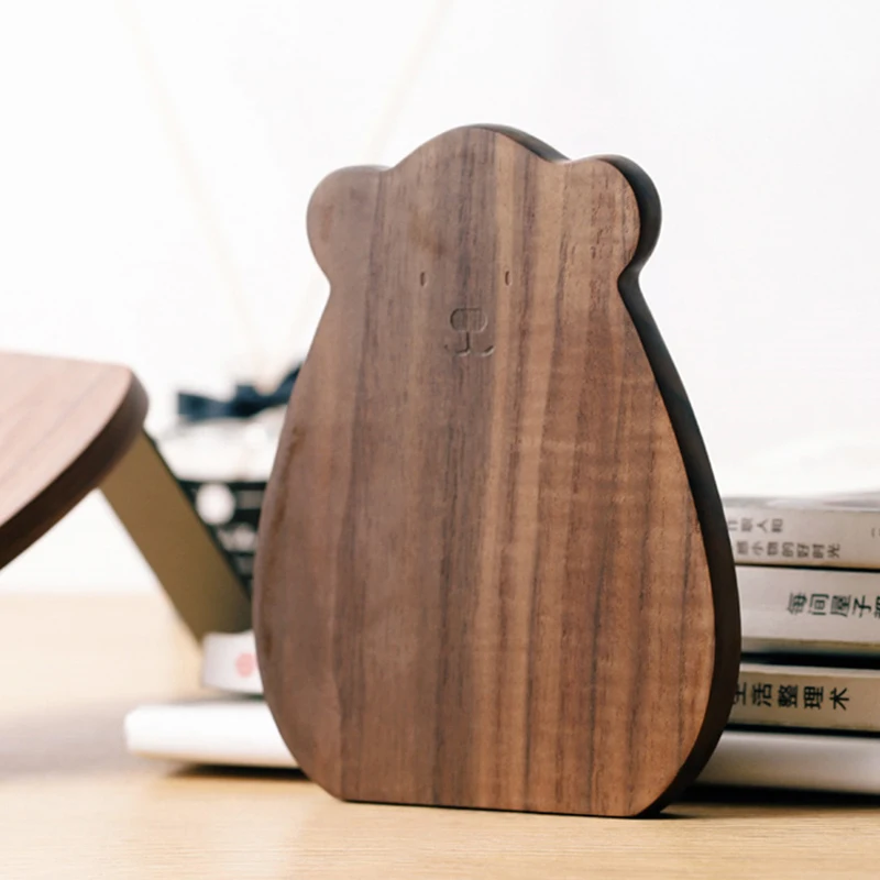 Wooden Bear Book Stand Black Walnut Desktop Bookshelf Simplicity Cute Solid Wood Bookcase Cartoon Magazine Rack Table Storage