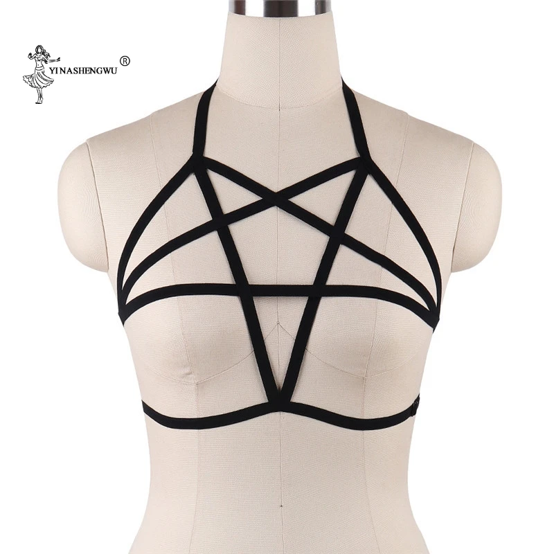 Exotic Accessories Sexy Babydolls For Female Pentagram Body Binding Strap Bra Elastic Bandages Condole Top Foreign Trade Ties