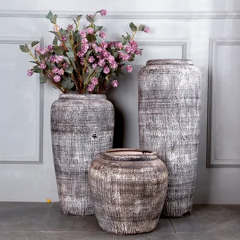 

Jingdezhen Ceramic Handicrafts Black and White Classic Set Landing Large Vase Villa Courtyard Outdoor Large Ornaments