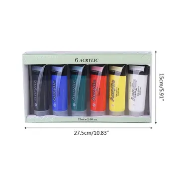 

6 Color 75ml Professional Acrylic Paint Set Drawing Painting Pigment